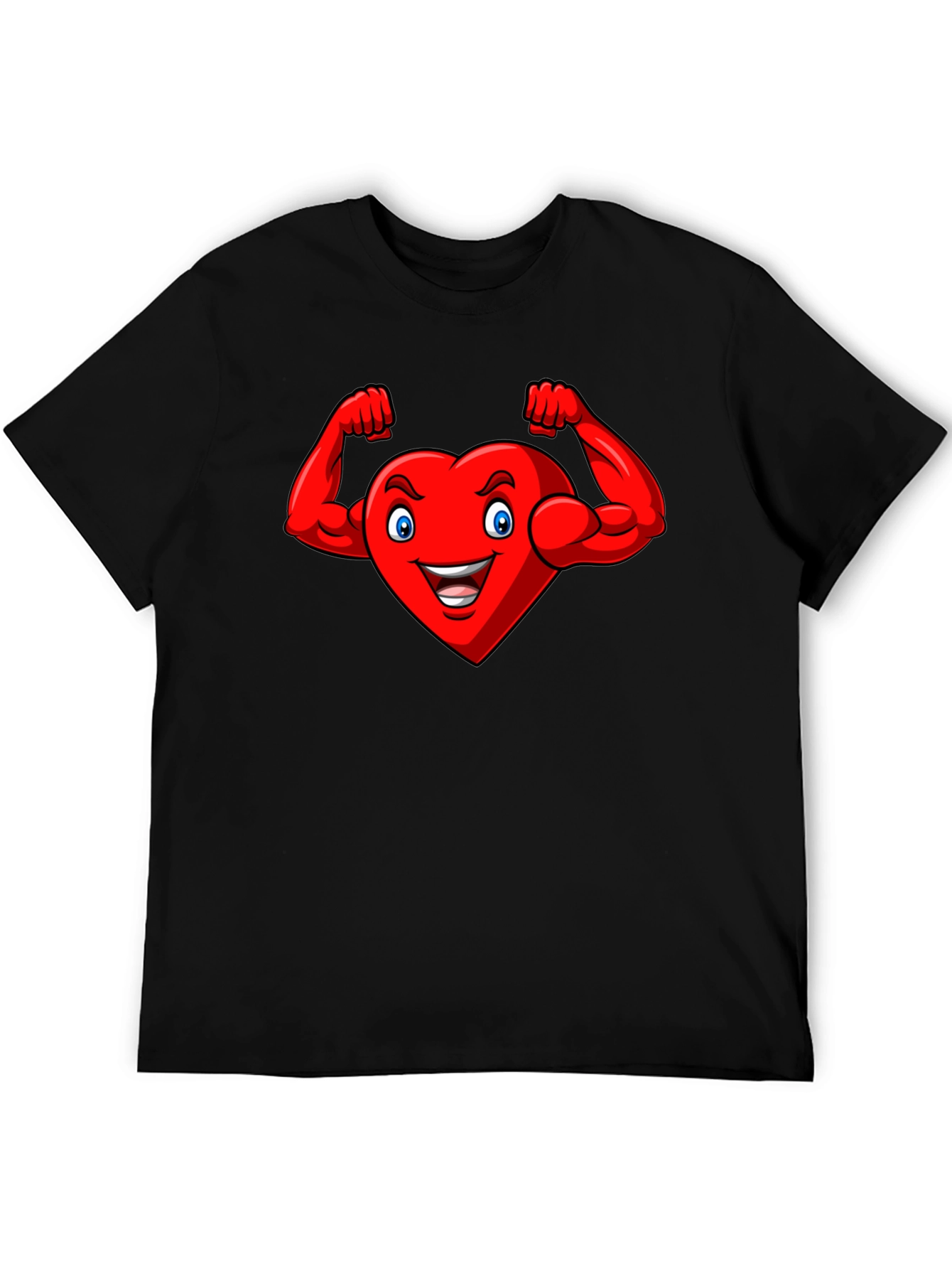 Heart with Muscles Graphic Tee - Black Cotton T-Shirt