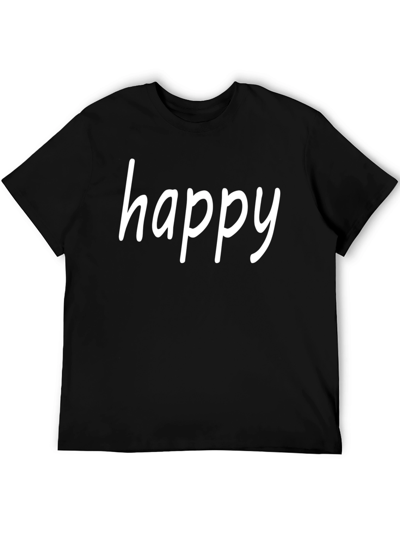 Happy Graphic Tee - Black Cotton T-Shirt