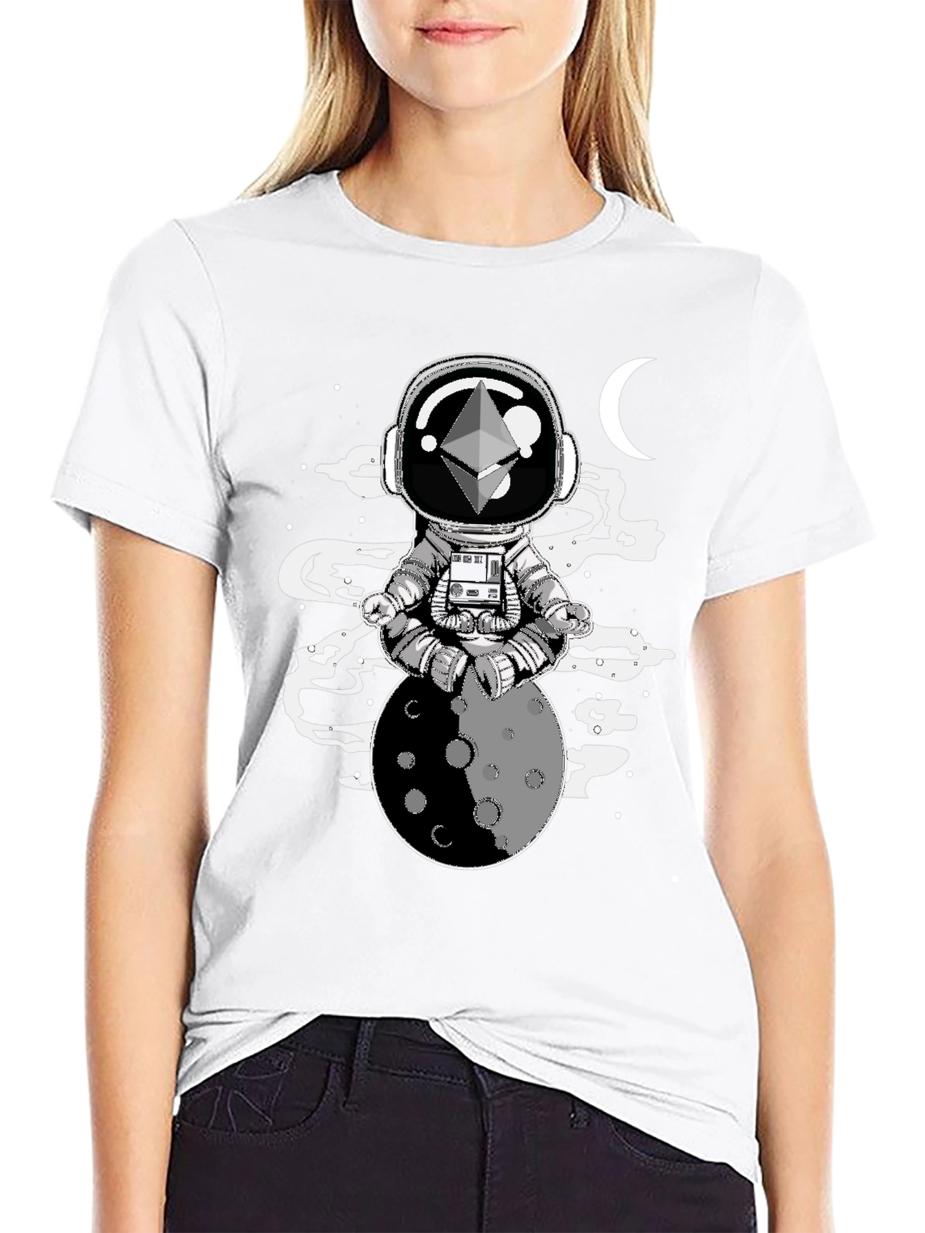 Astronaut Moon Meditation T-Shirt - Black
