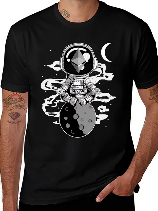 Astronaut Moon Meditation T-Shirt - Black