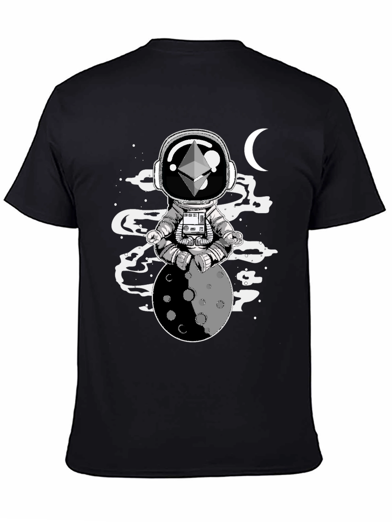 Astronaut Moon Meditation T-Shirt - Black