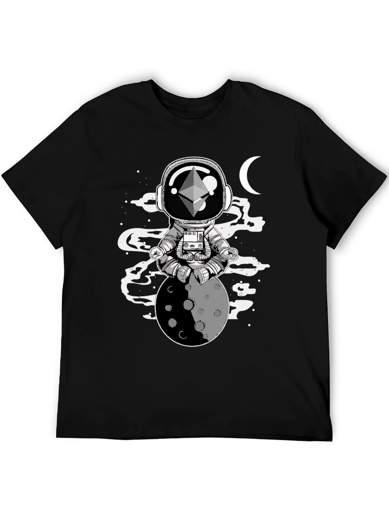 Astronaut Moon Meditation T-Shirt - Black