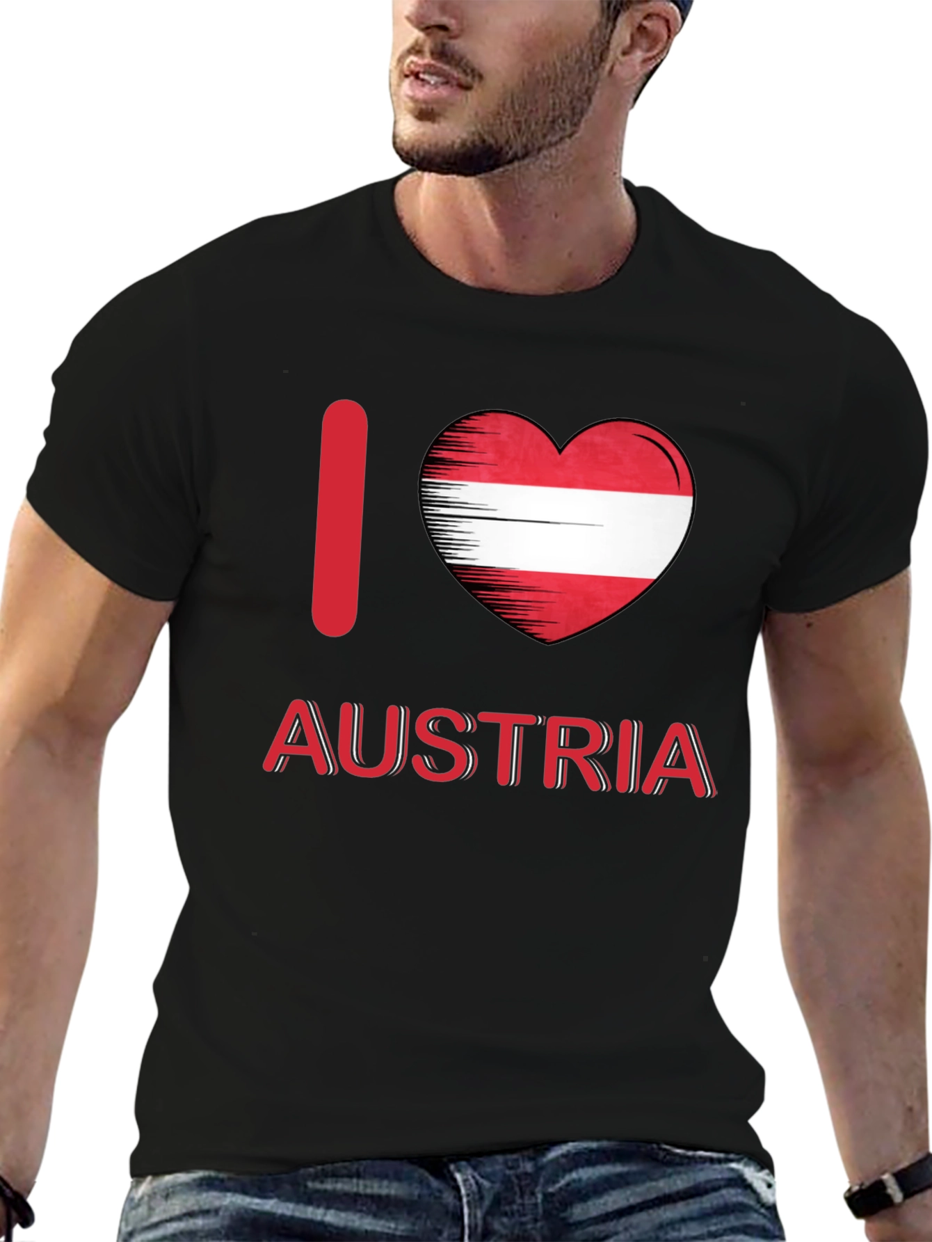 I Love Austria T-Shirt - Black Cotton Tee