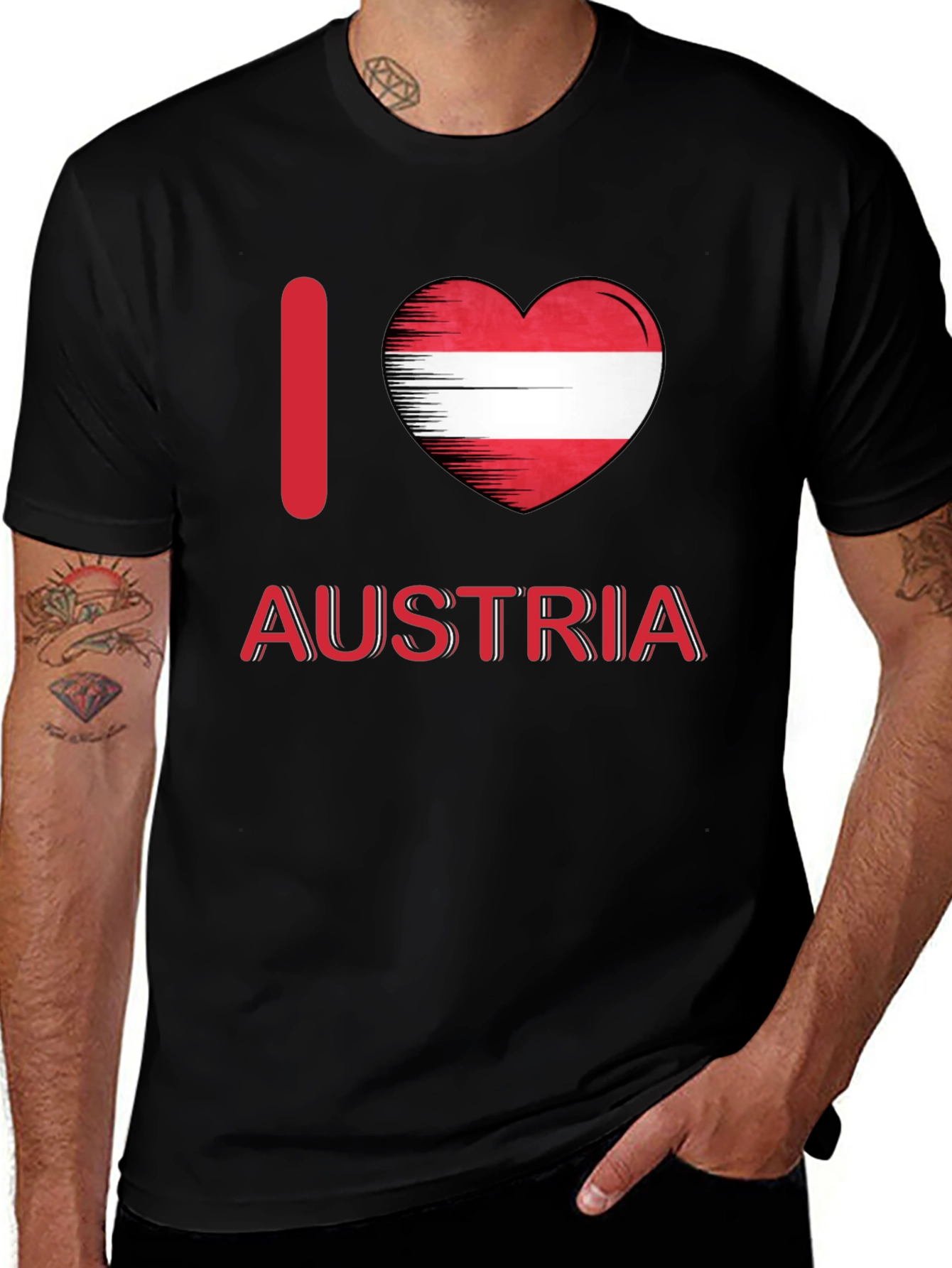 I Love Austria T-Shirt - Black Cotton Tee