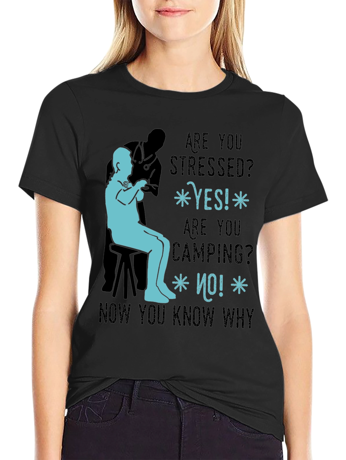 Stressed Camping Humor Graphic Tee