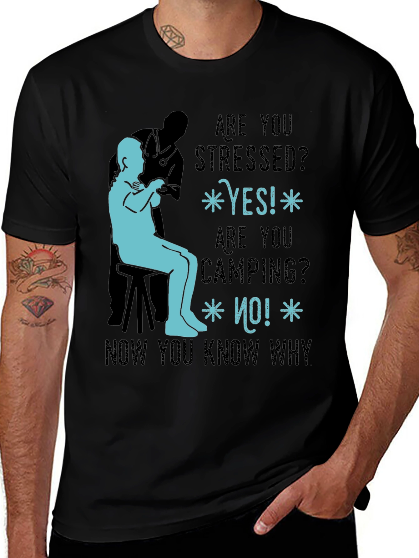 Stressed Camping Humor Graphic Tee