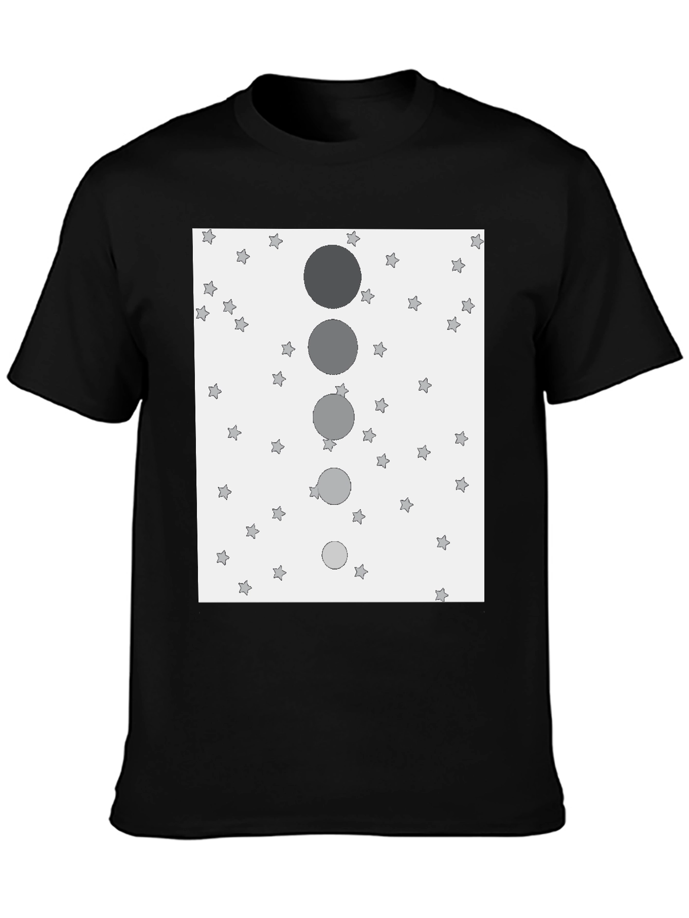 Stylish Black T-Shirt with Starry Sky & Moon Design