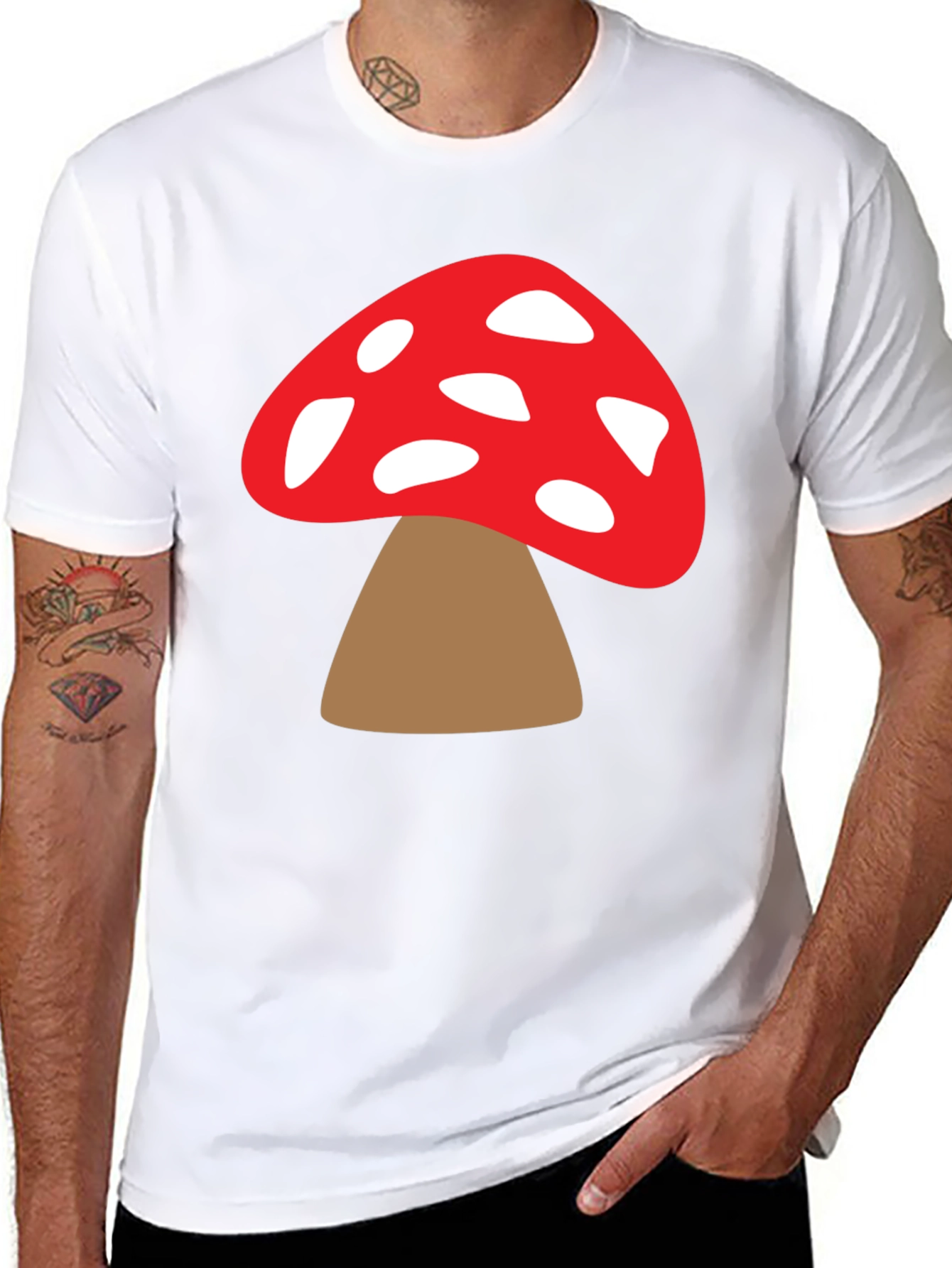 Mushroom Graphic Tee - Funky Black T-Shirt