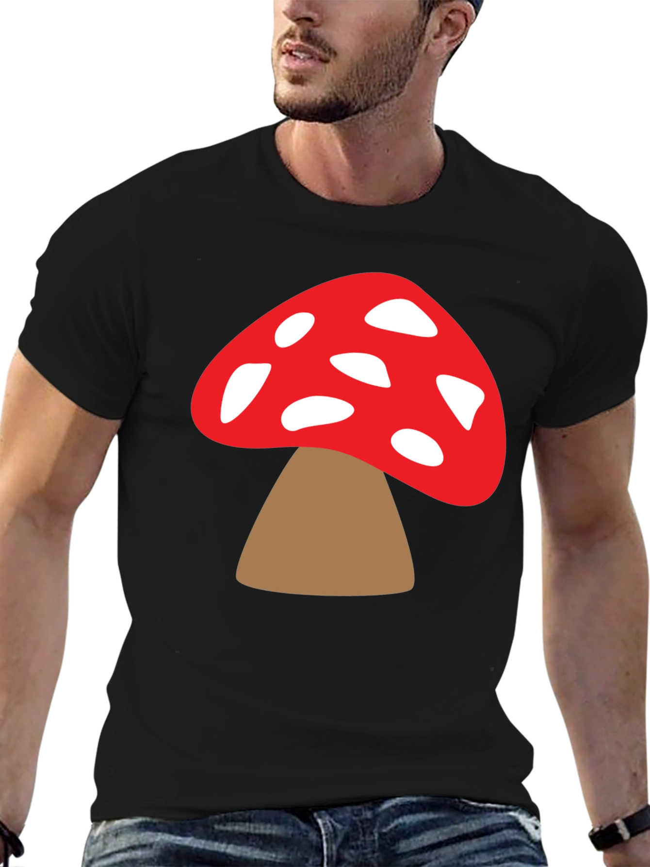 Mushroom Graphic Tee - Funky Black T-Shirt