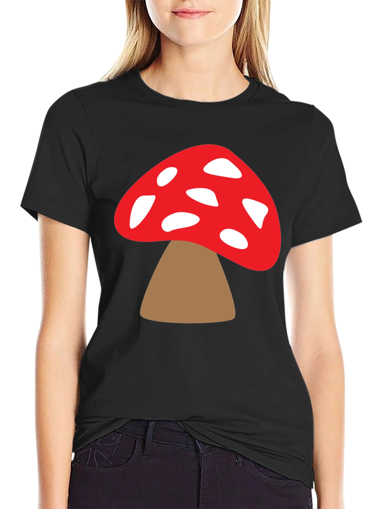 Mushroom Graphic Tee - Funky Black T-Shirt