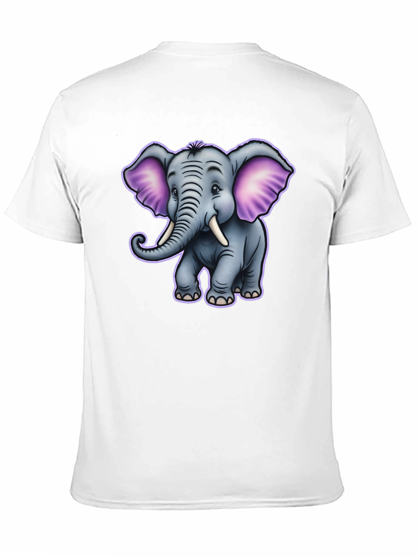 Cute Cartoon Elephant Graphic Tee - Black