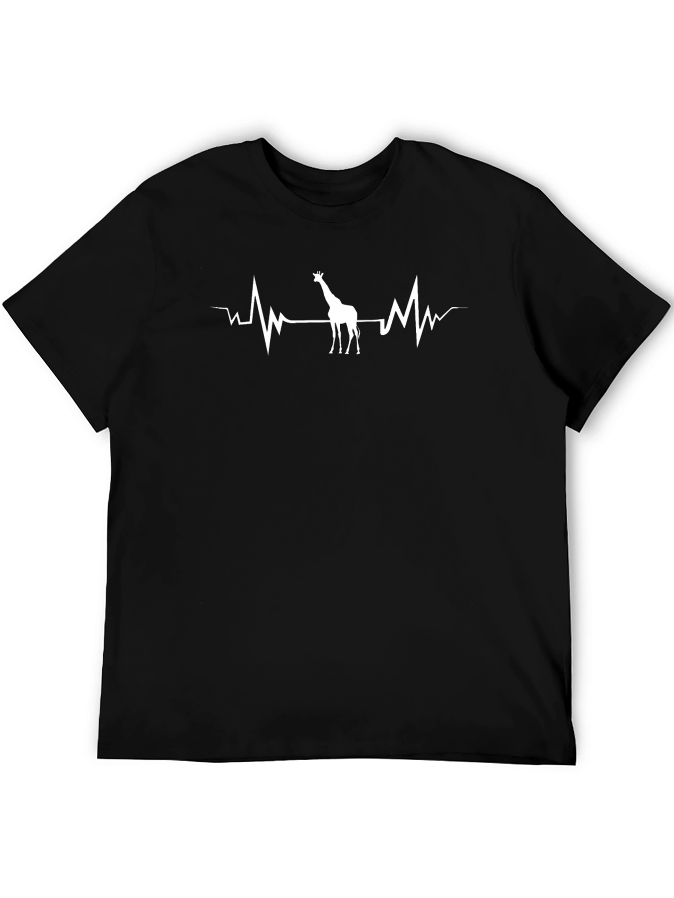 Giraffe Heartbeat T-Shirt - Black Cotton Tee