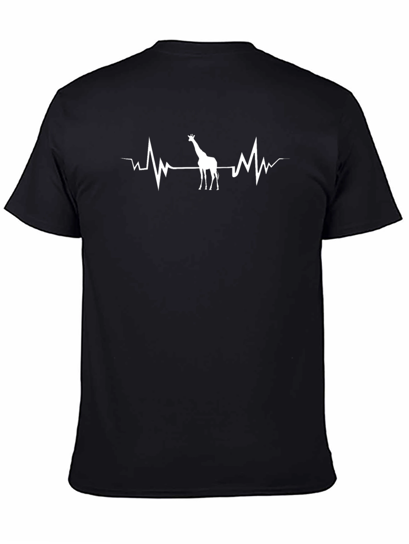 Giraffe Heartbeat T-Shirt - Black Cotton Tee