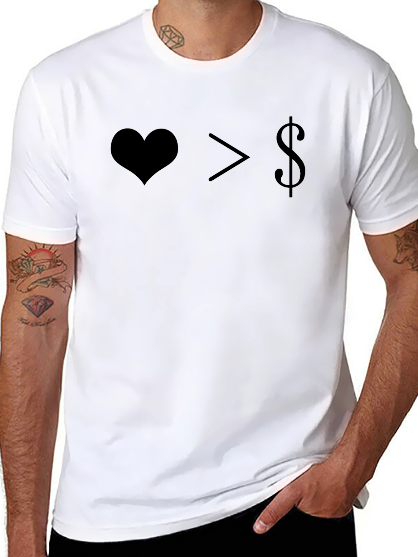 Love Over Money Graphic Tee - Black