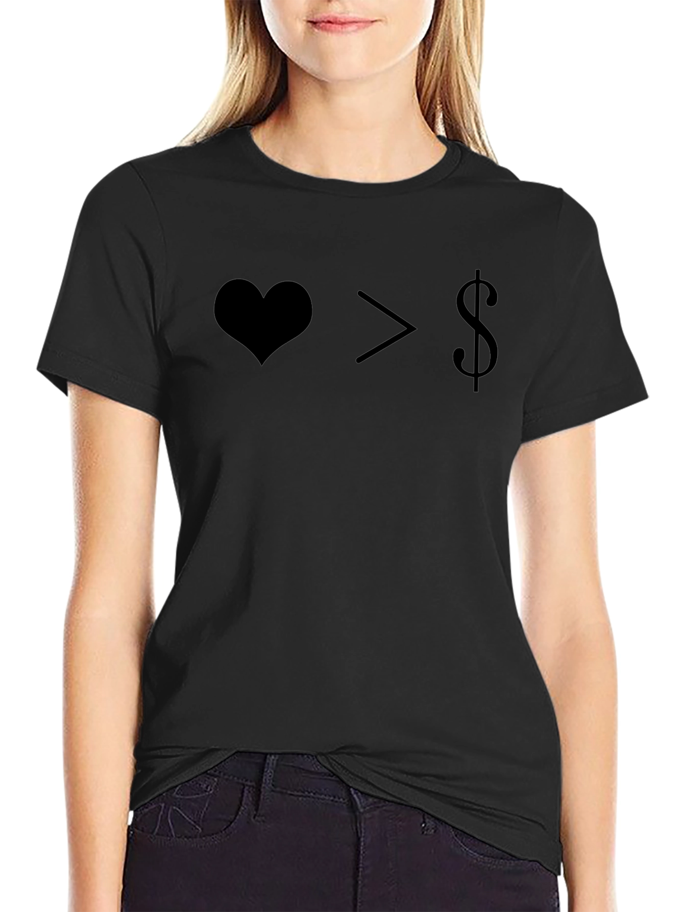 Love Over Money Graphic Tee - Black