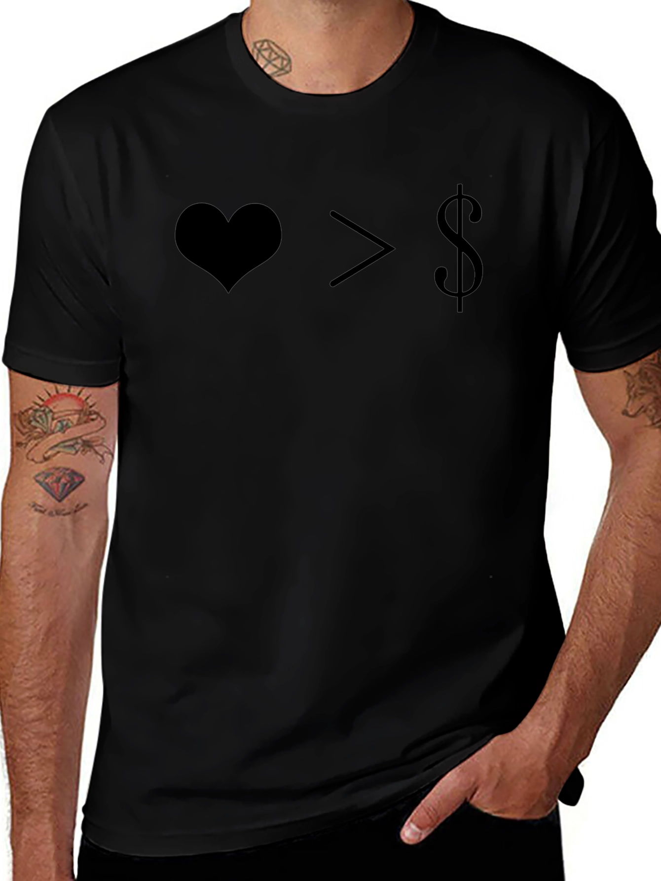 Love Over Money Graphic Tee - Black
