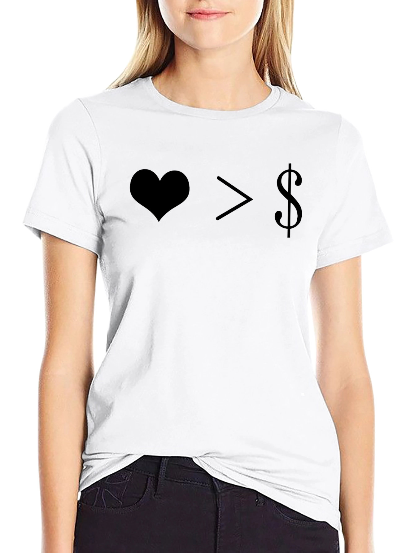 Love Over Money Graphic Tee - Black