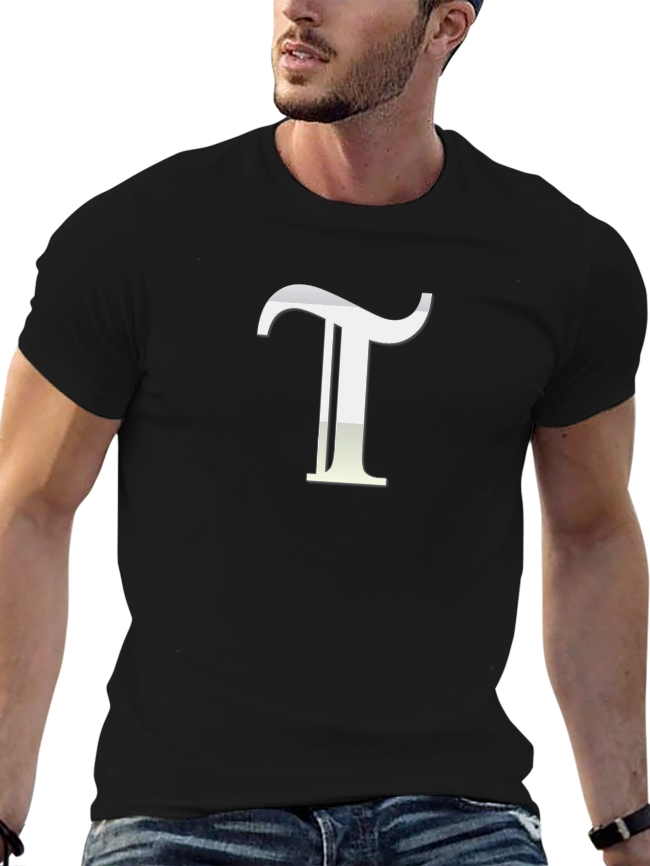 Initial T Graphic Tee - Black Cotton Comfort