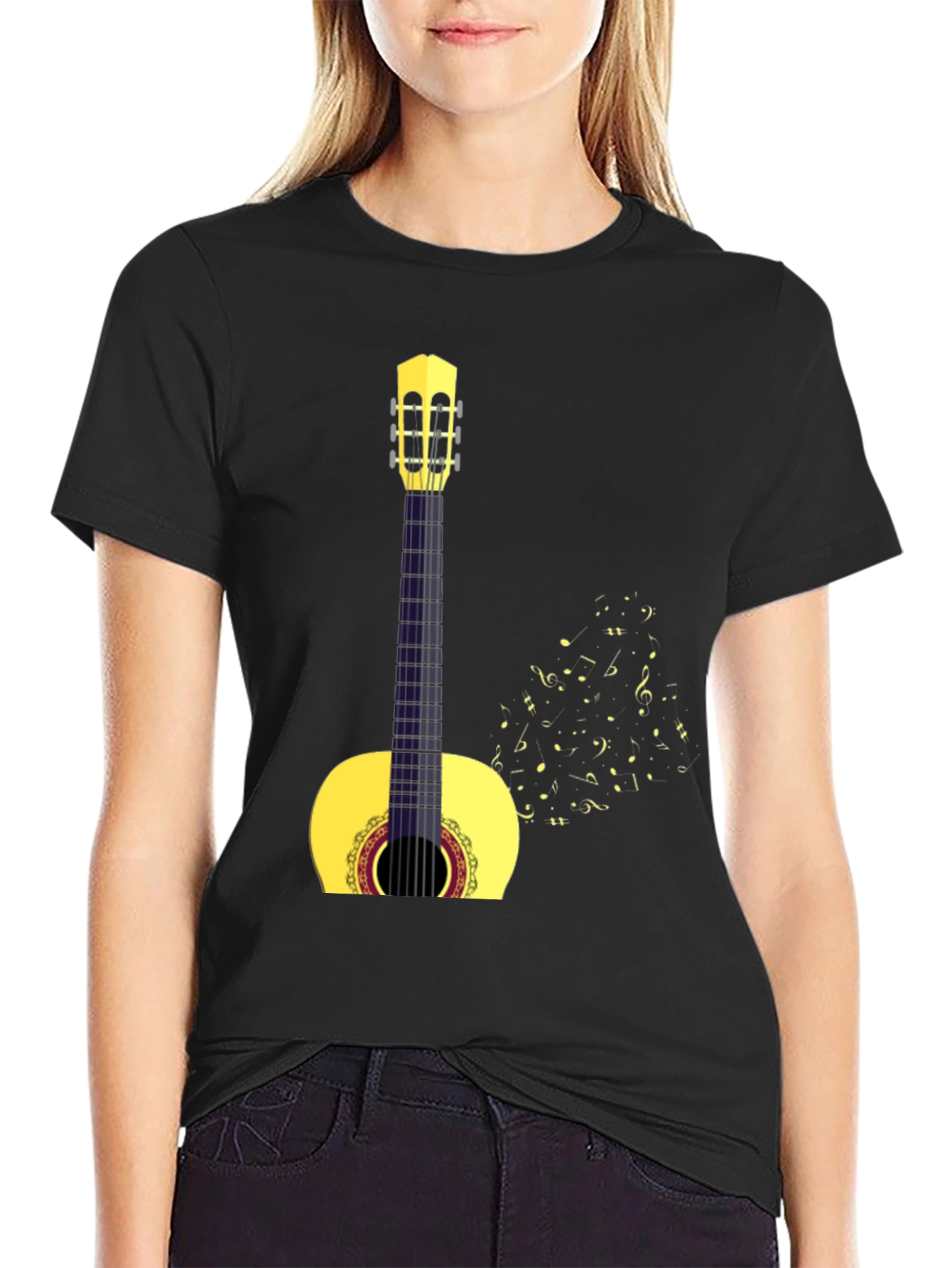 Guitar Music Graphic T-Shirt - Black