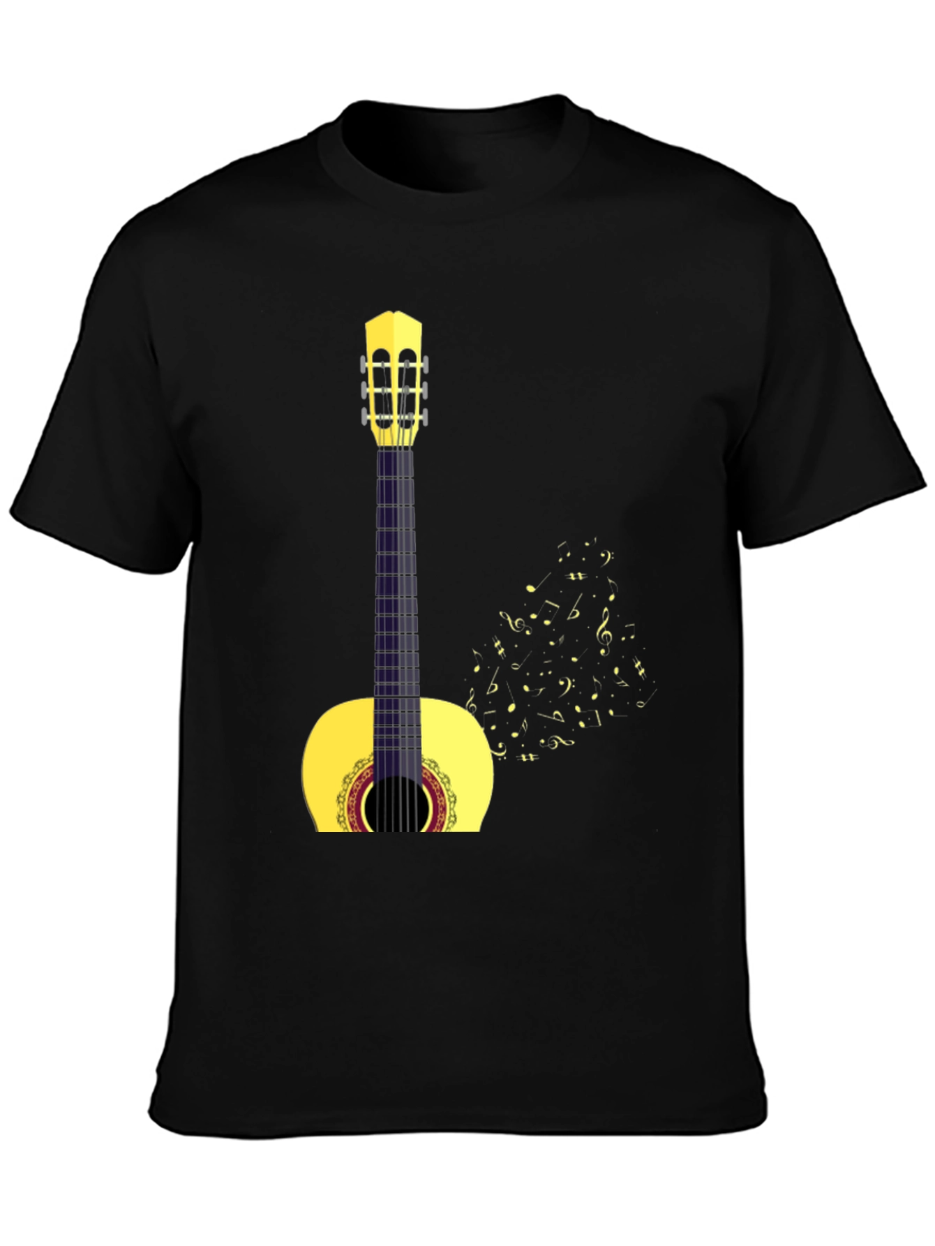 Guitar Music Graphic T-Shirt - Black