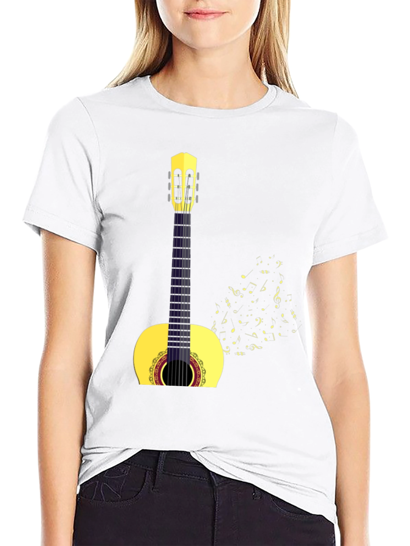Guitar Music Graphic T-Shirt - Black