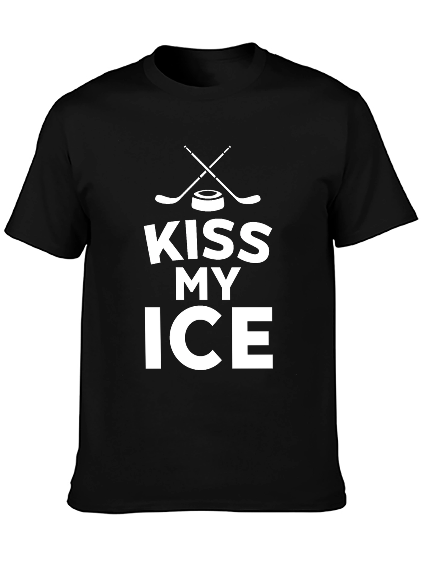 Kiss My Ice Hockey Graphic Tee - Black