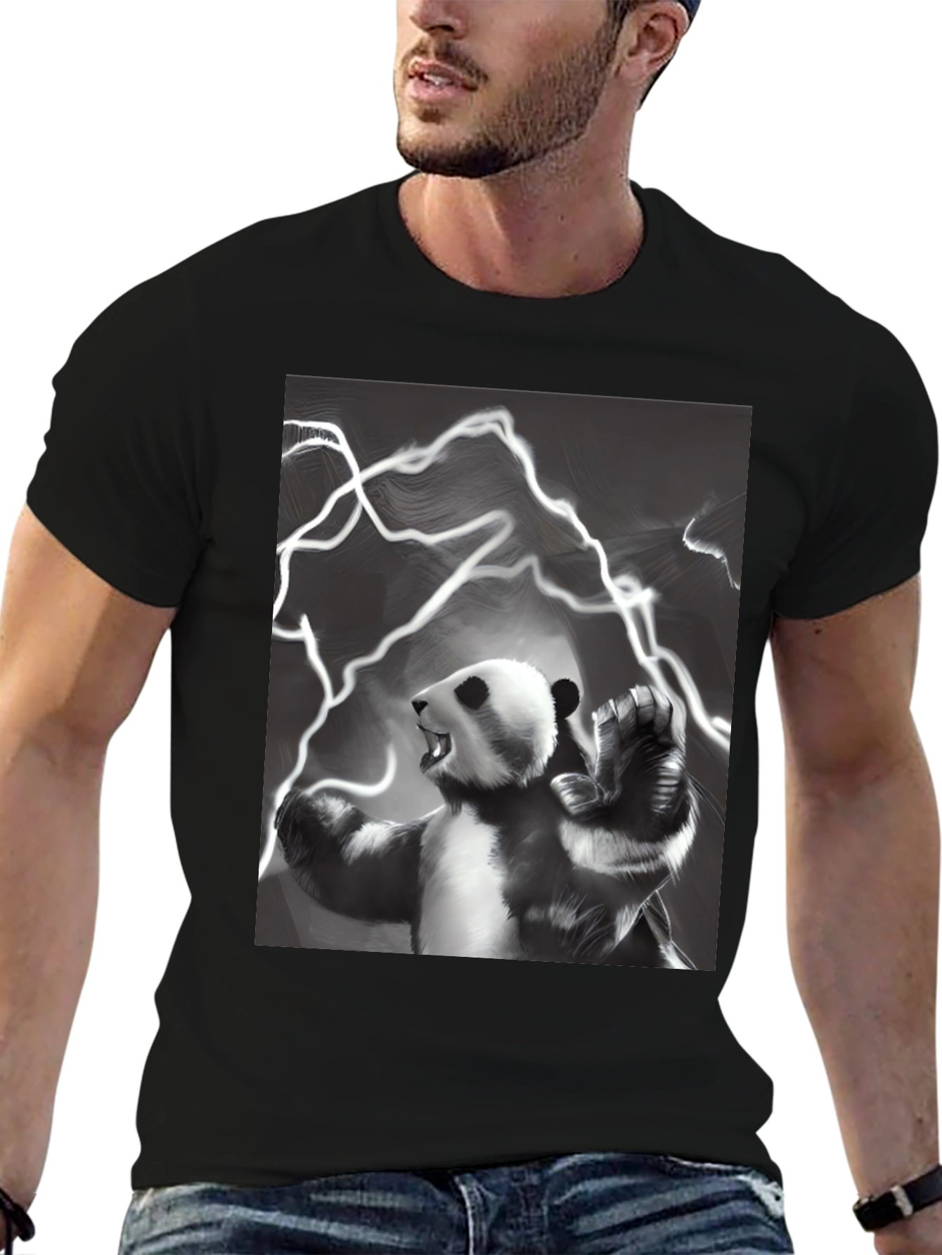 Panda Power Black T-Shirt