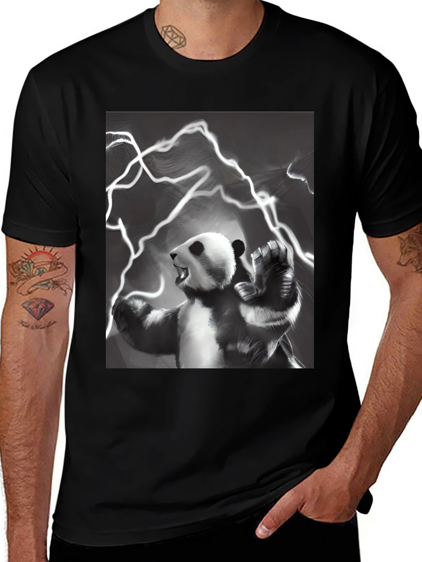 Panda Power Black T-Shirt