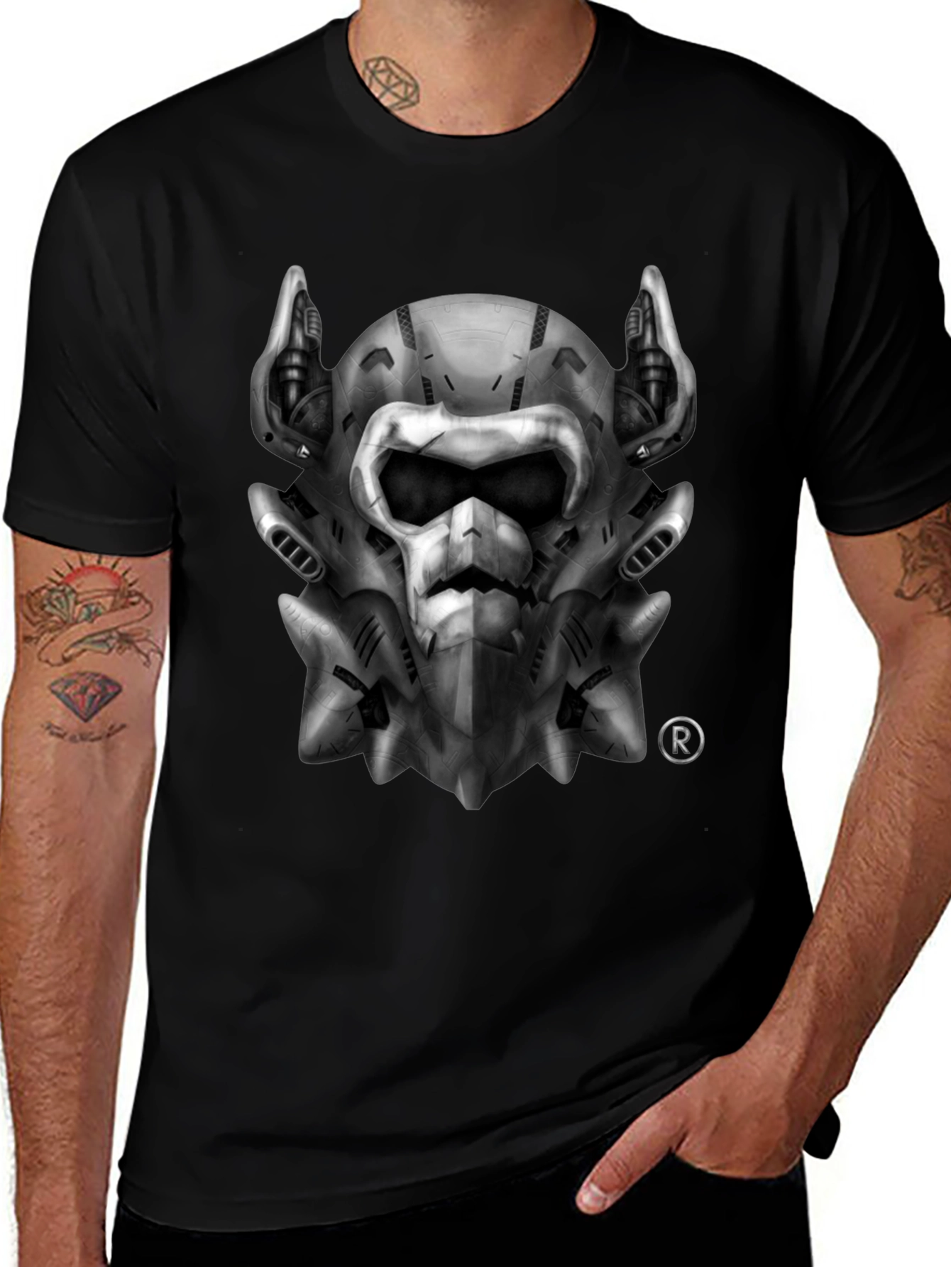 Tech Skull Graphic Black T-Shirt