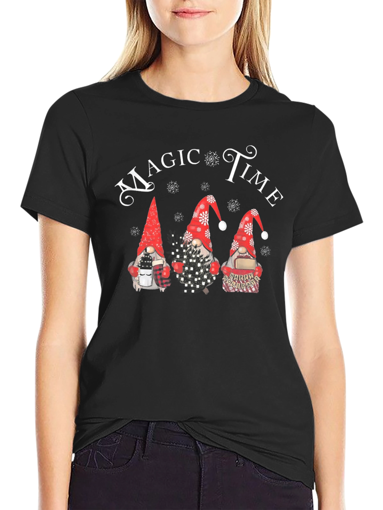 Festive Holiday Gnomes Graphic Tee