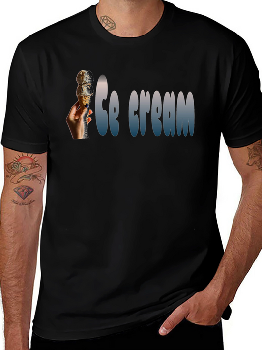Ice Cream Cone Graphic Black T-Shirt