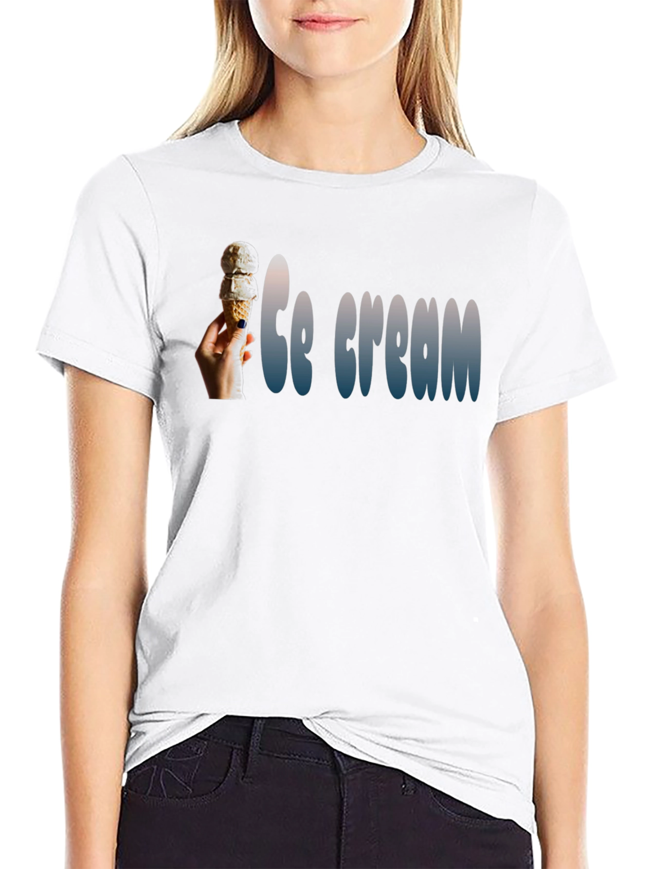 Ice Cream Cone Graphic Black T-Shirt