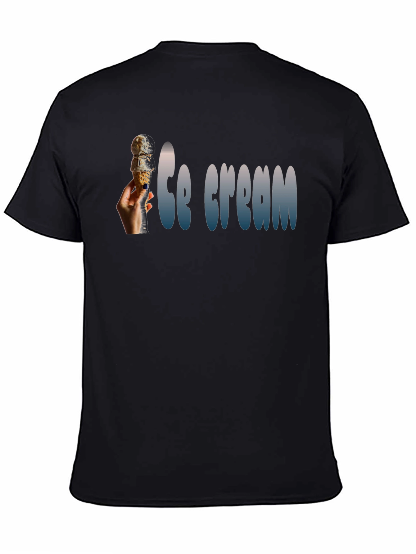 Ice Cream Cone Graphic Black T-Shirt