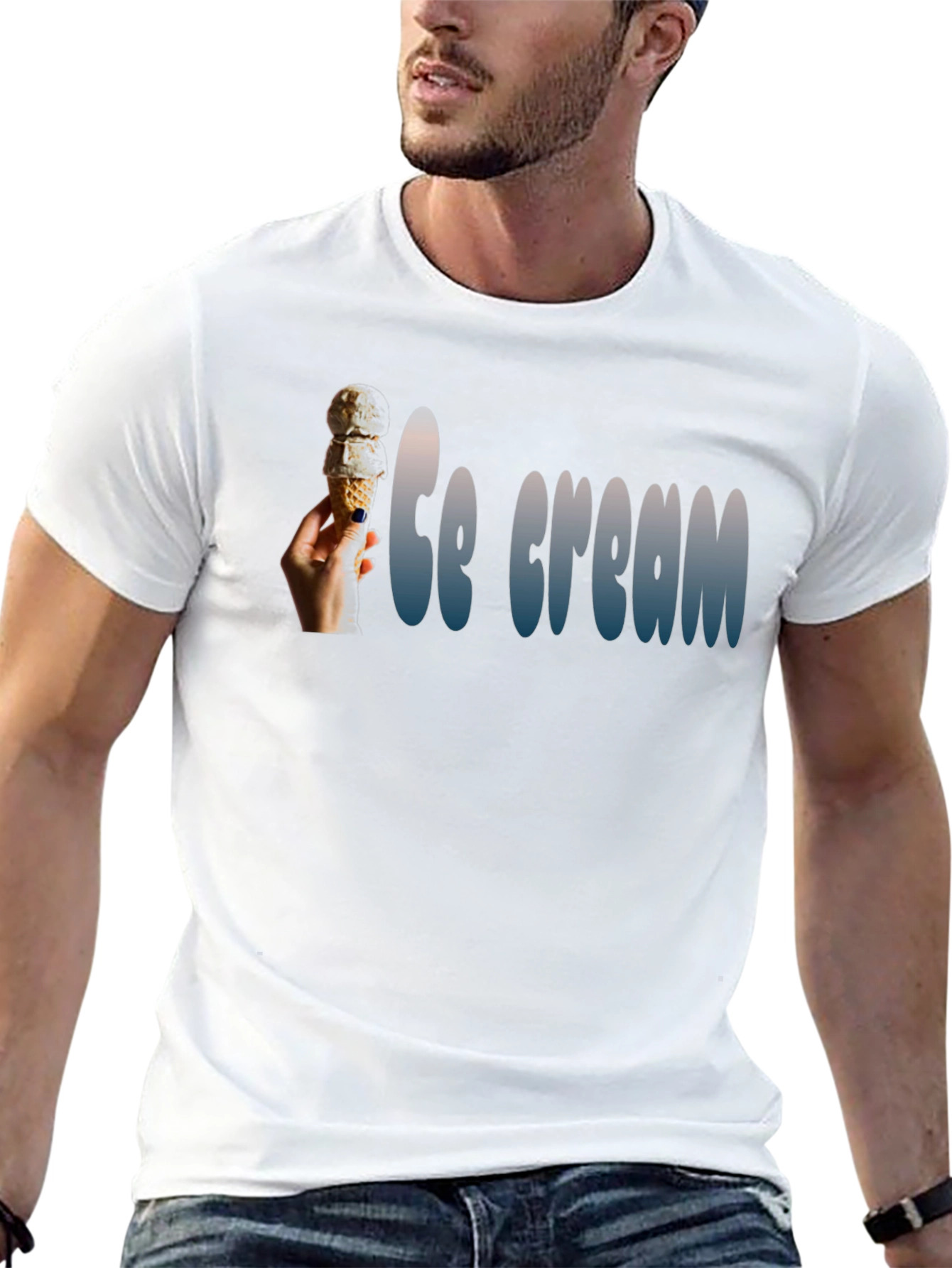 Ice Cream Cone Graphic Black T-Shirt