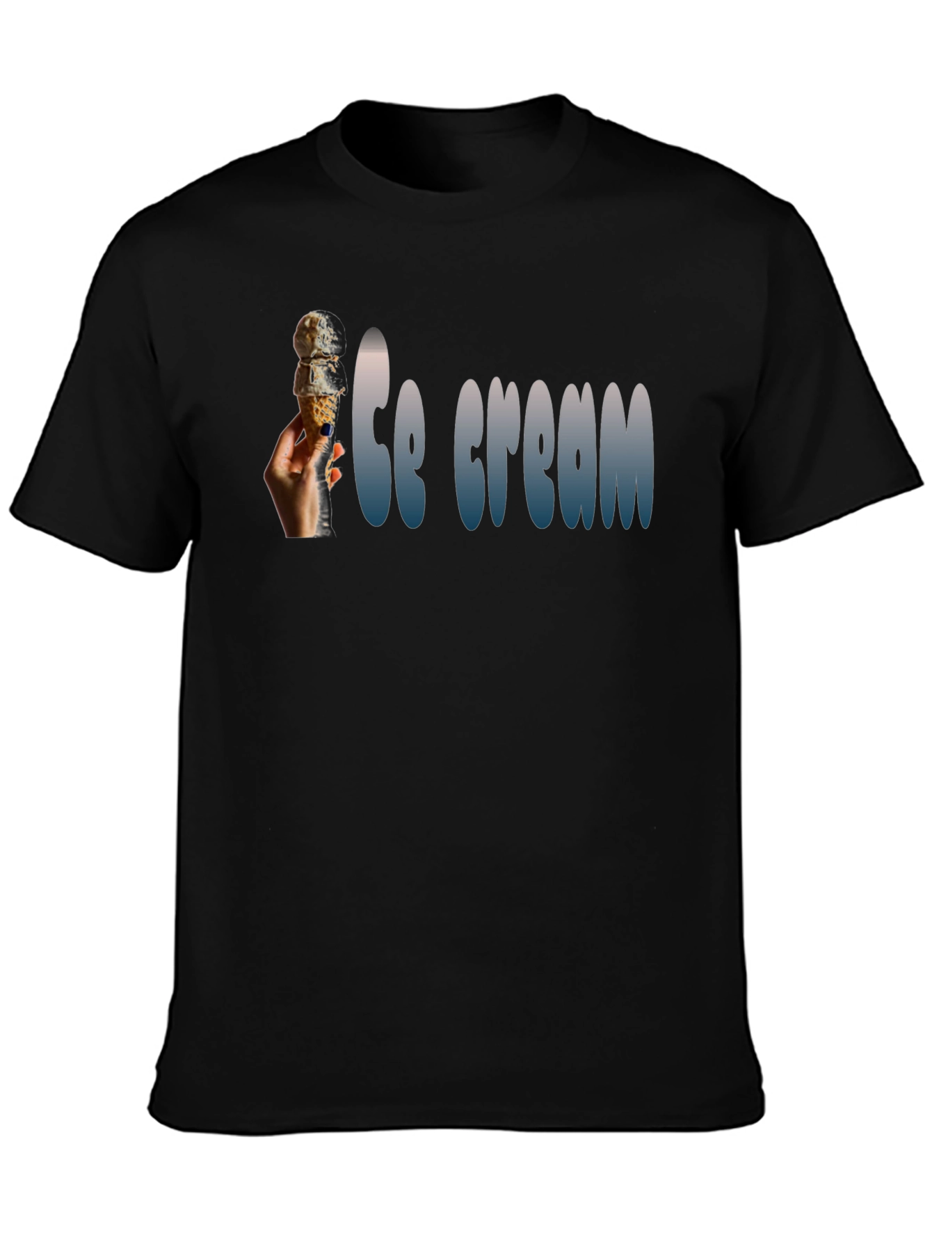 Ice Cream Cone Graphic Black T-Shirt
