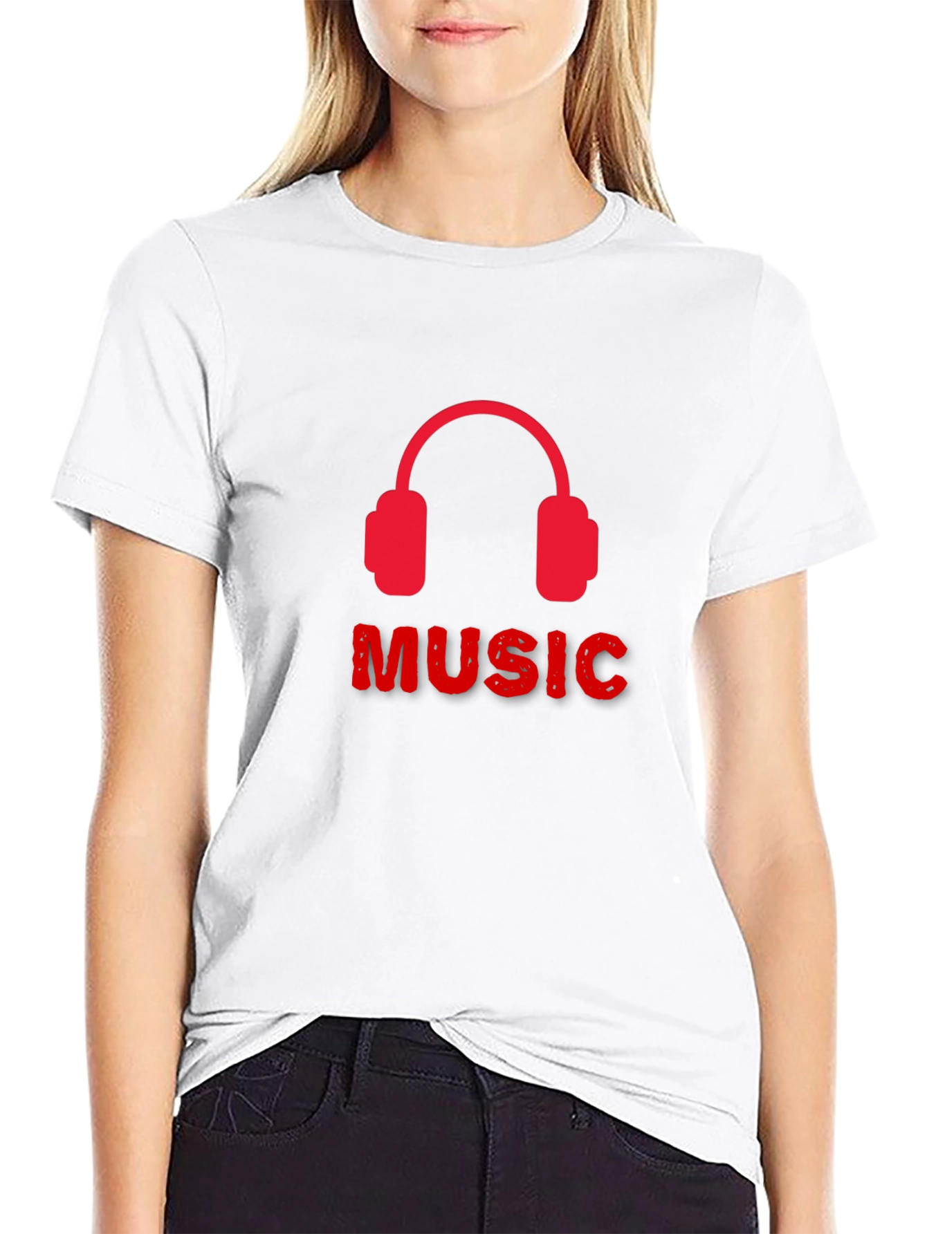 Music Headphone Graphic Tee - Black