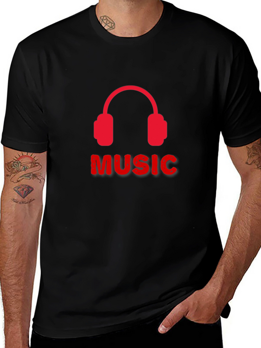 Music Headphone Graphic Tee - Black