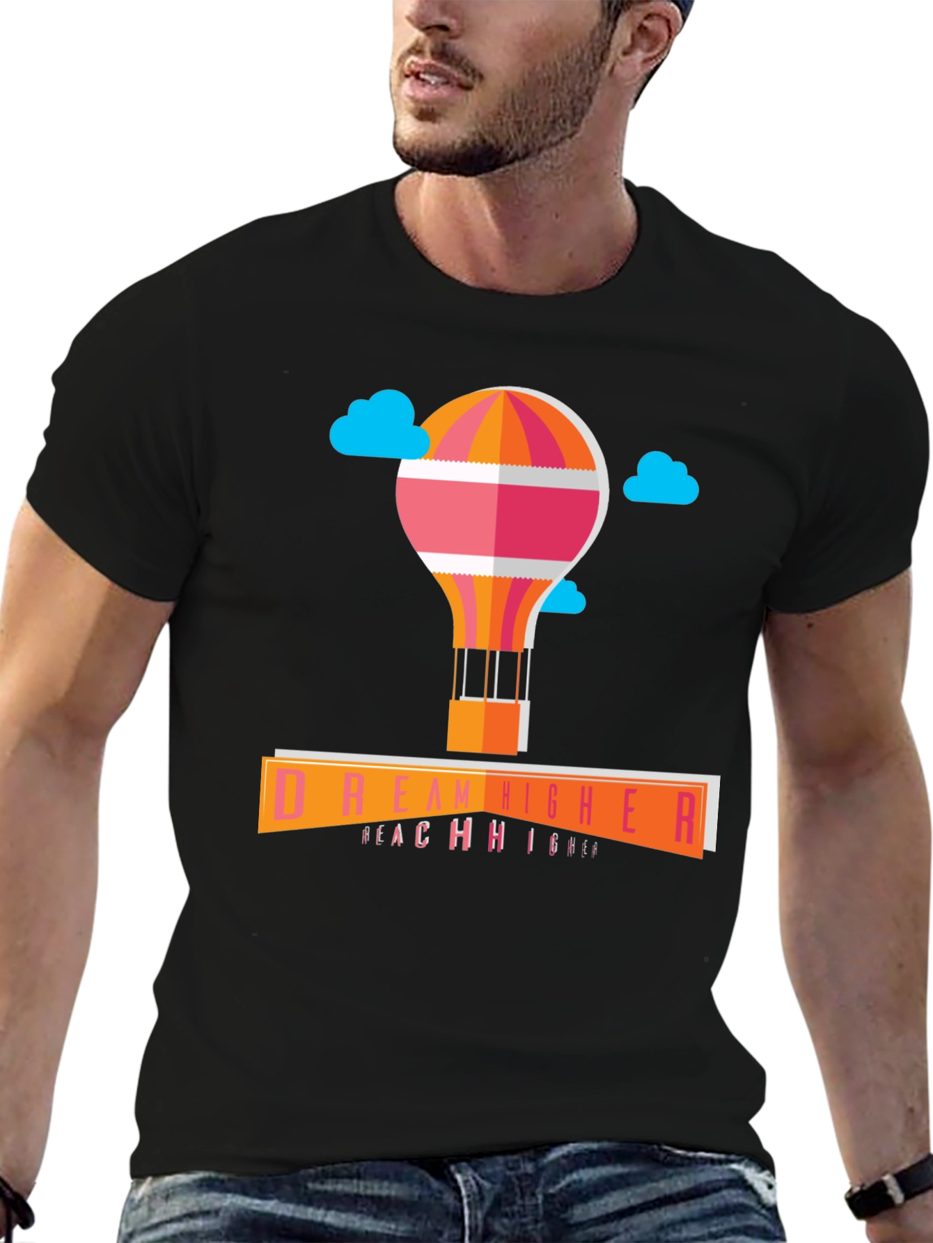 Dream Higher Graphic Tee - Modern Black T-Shirt