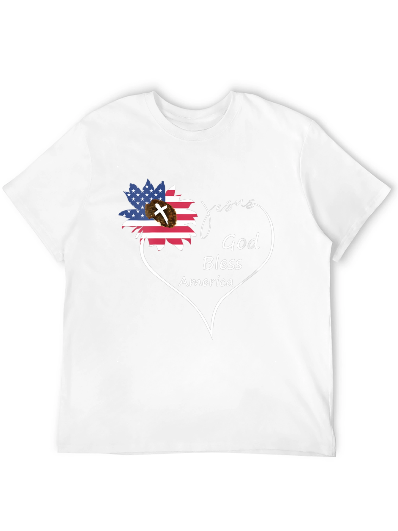 Jesus God Bless America Black Graphic T-Shirt
