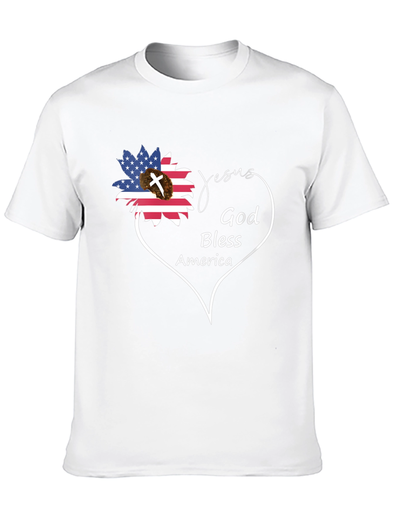Jesus God Bless America Black Graphic T-Shirt