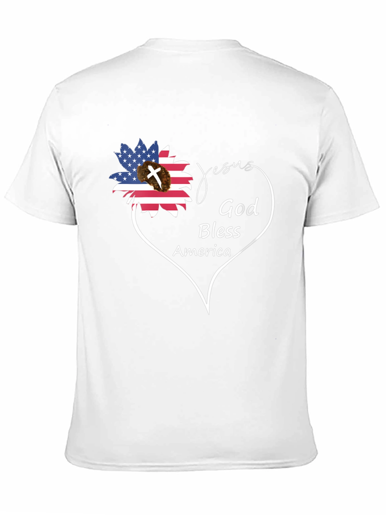 Jesus God Bless America Black Graphic T-Shirt