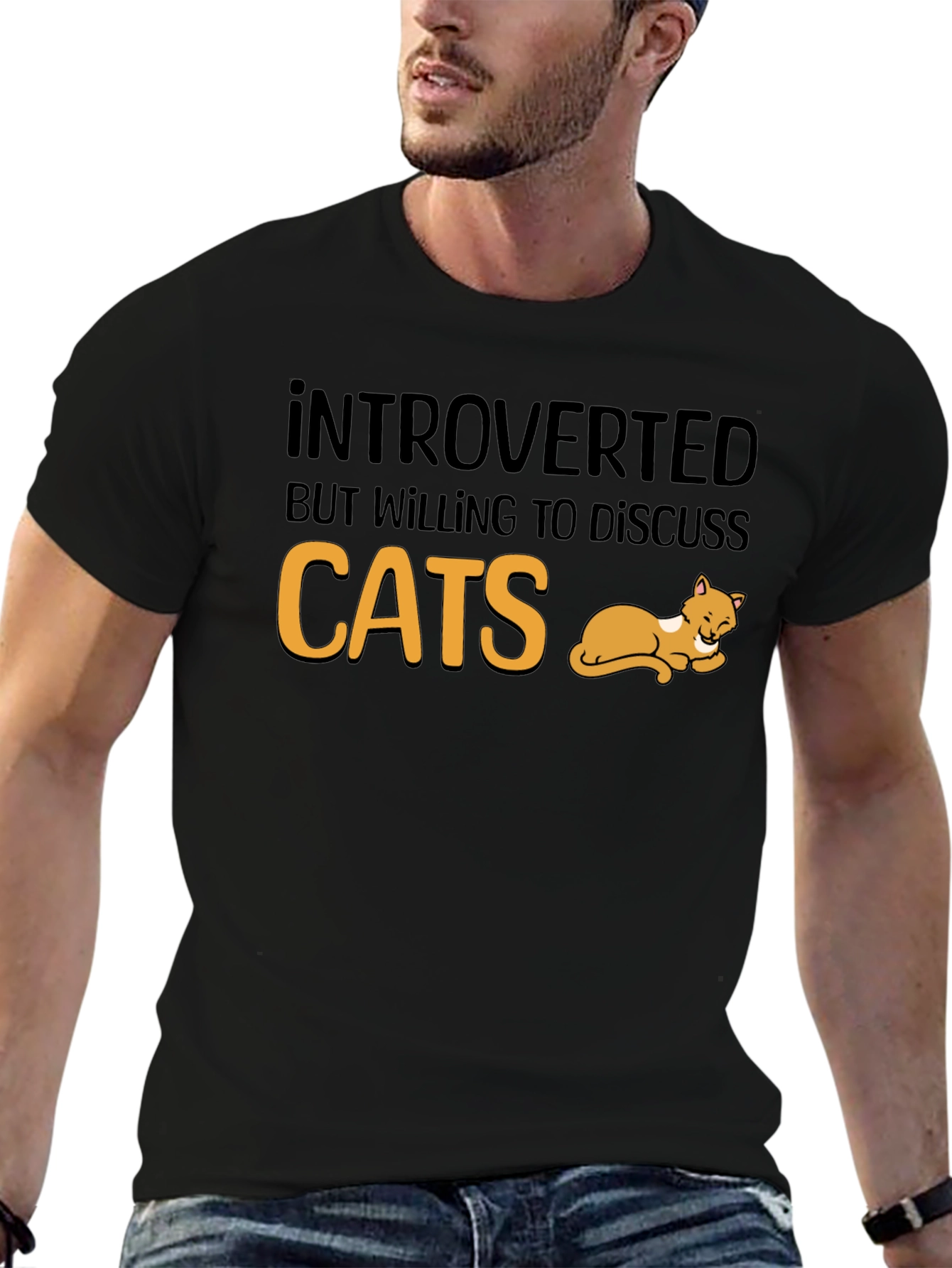 Introverted Cats T-Shirt | Black Tee