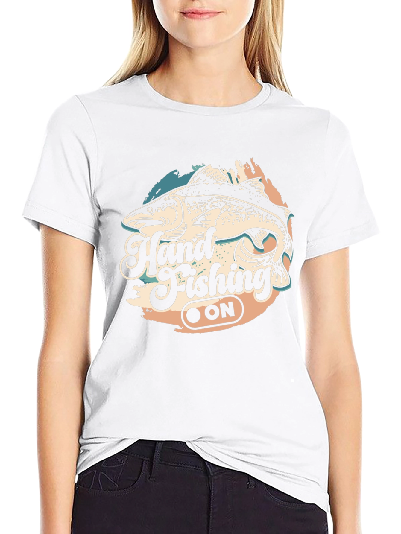 Hand Fishing ON T-Shirt - Black Tee