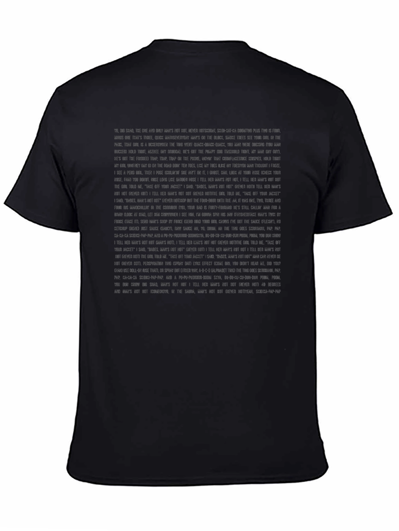 Unique Black T-Shirt with Subtle Text Design