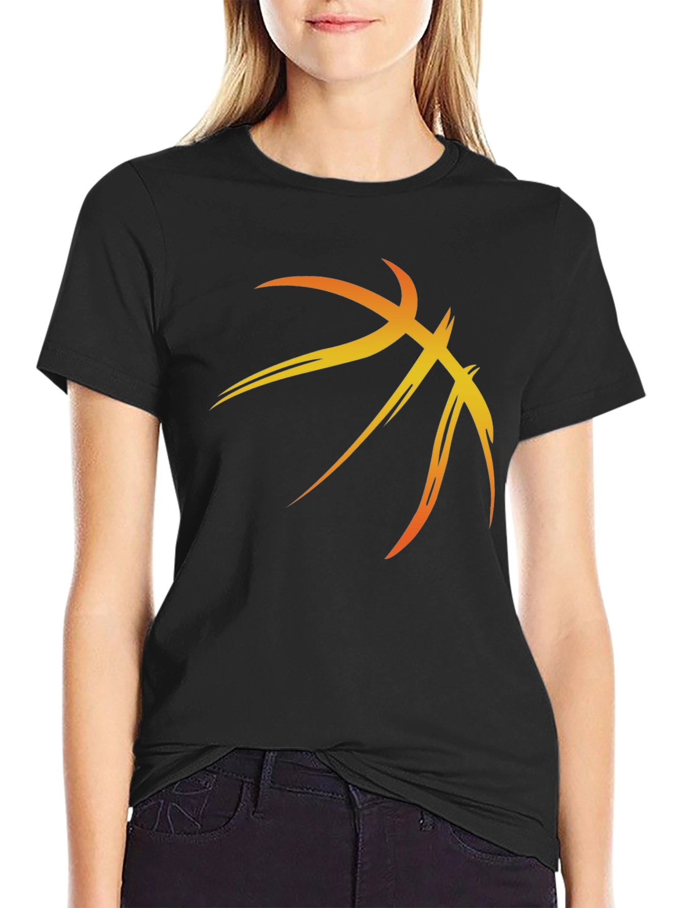 Basketball Graphic Tee - Black Cotton Blend Shirt