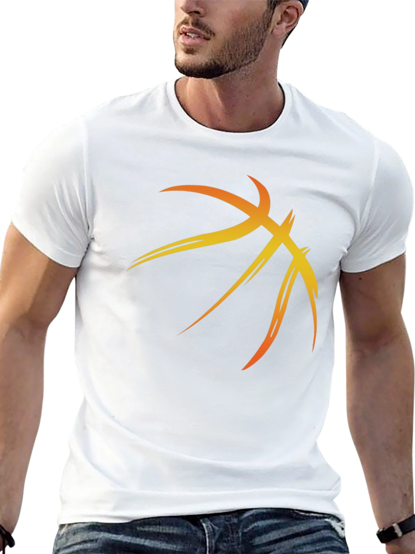 Basketball Graphic Tee - Black Cotton Blend Shirt