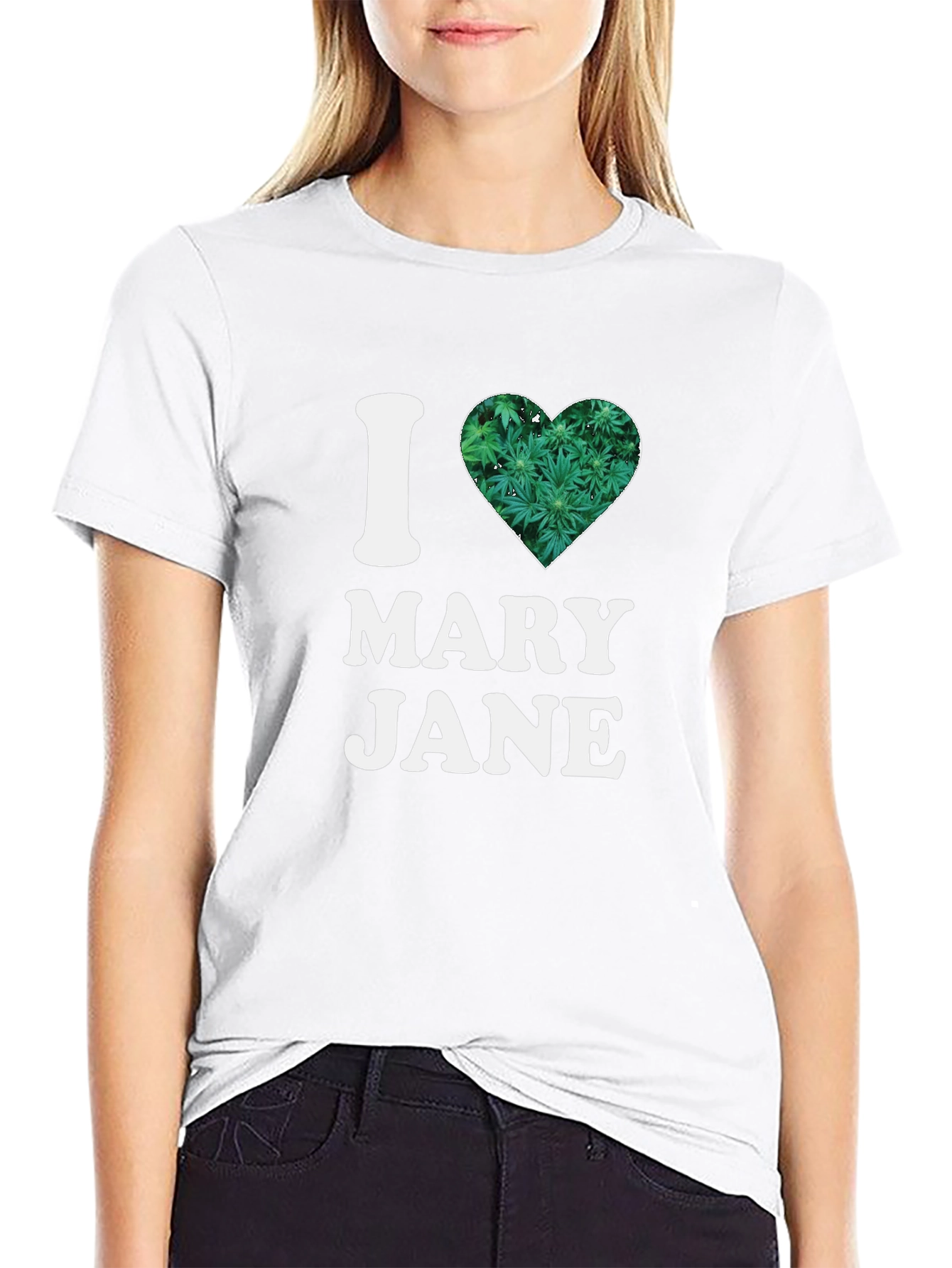 I Heart Mary Jane T-Shirt - Cannabis Leaf Design