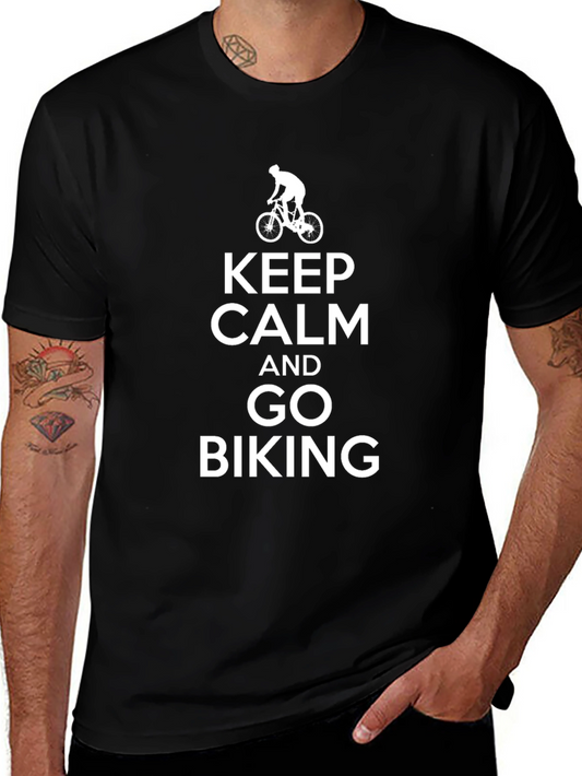 Keep Calm and Go Biking Mens Graphic T-Shirt