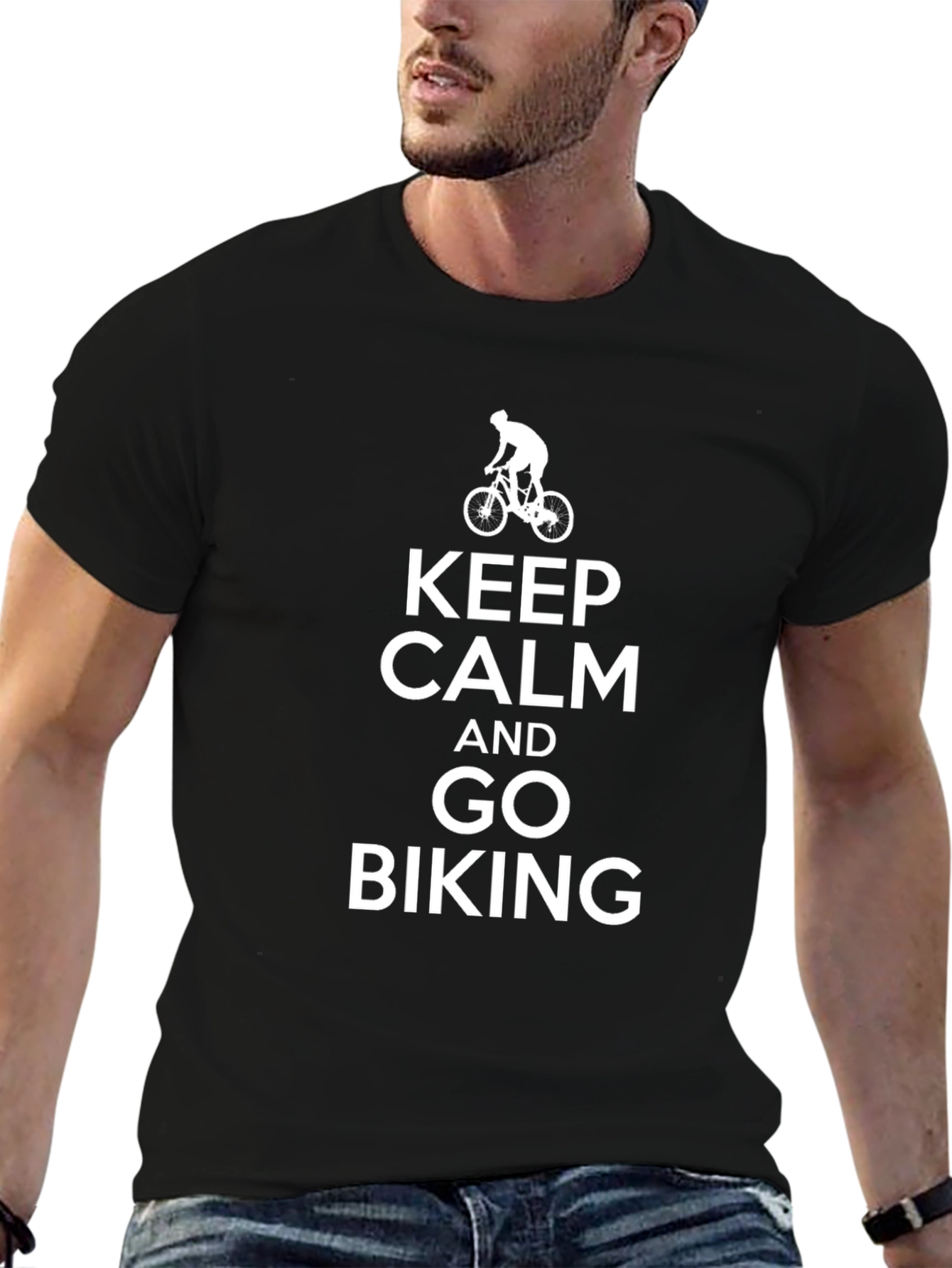 Keep Calm and Go Biking Mens Graphic T-Shirt