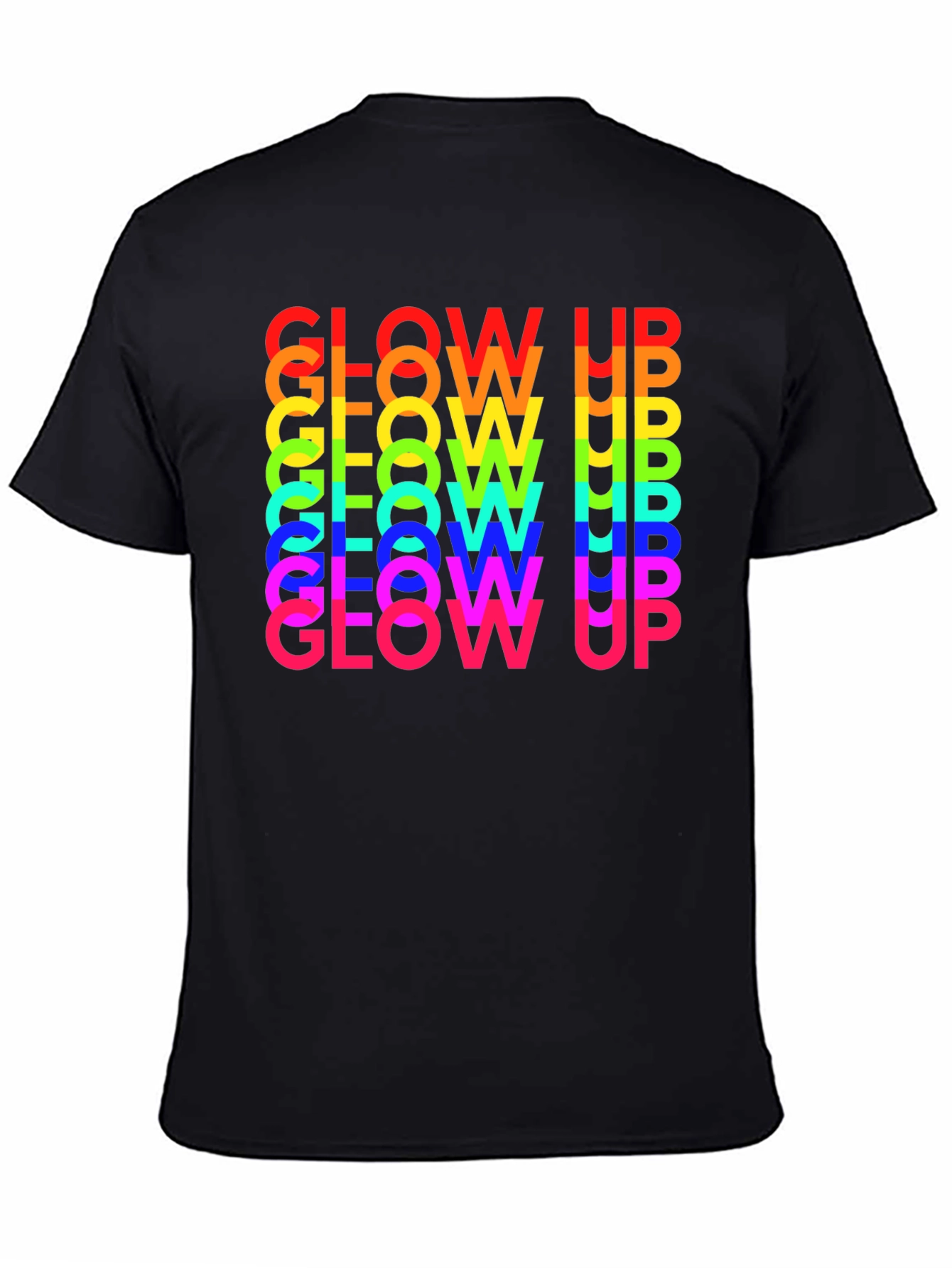Glow Up Rainbow Text Graphic Tee - Black
